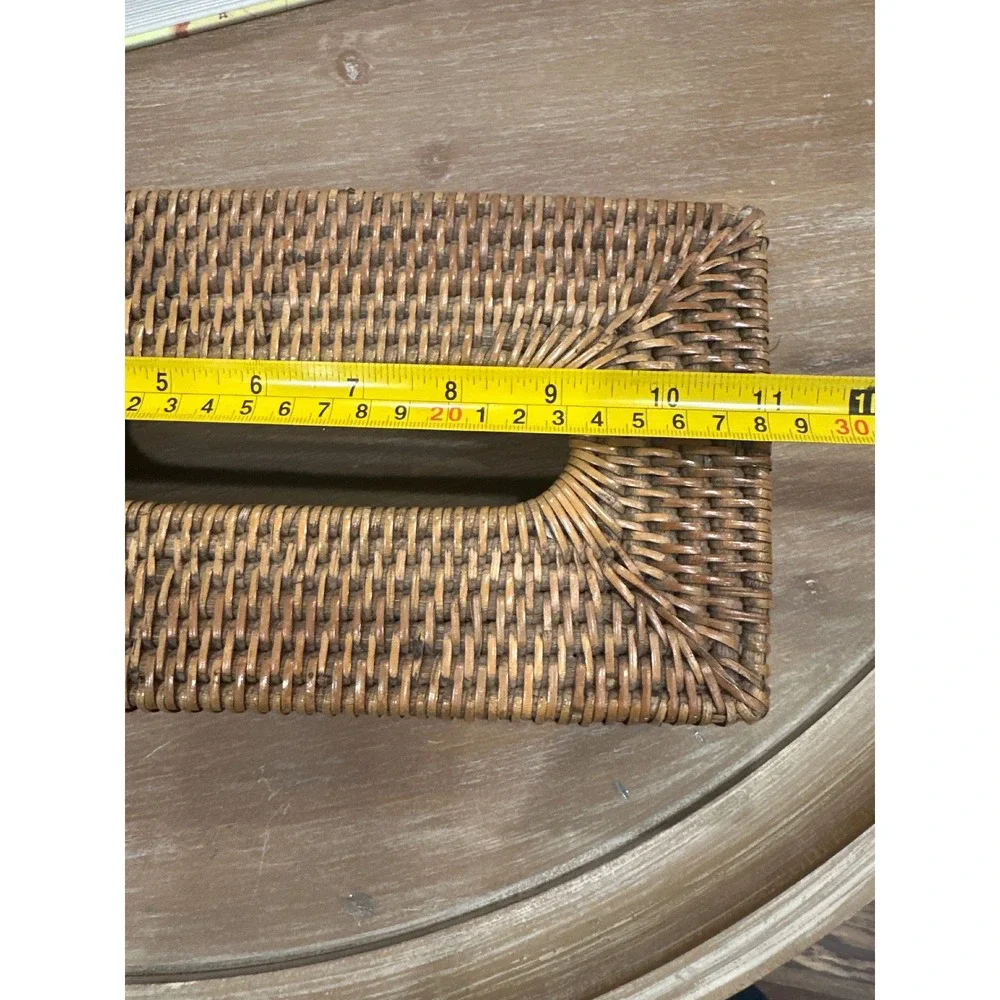 Handwoven Rattan Tissue Box Cover Rectangular Wicker Holder Brown Boho Decor